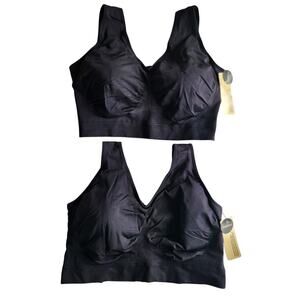 New! Truekind Shapermint Every Day Throw-On Wirefree Bralette Comfort 3XL Black